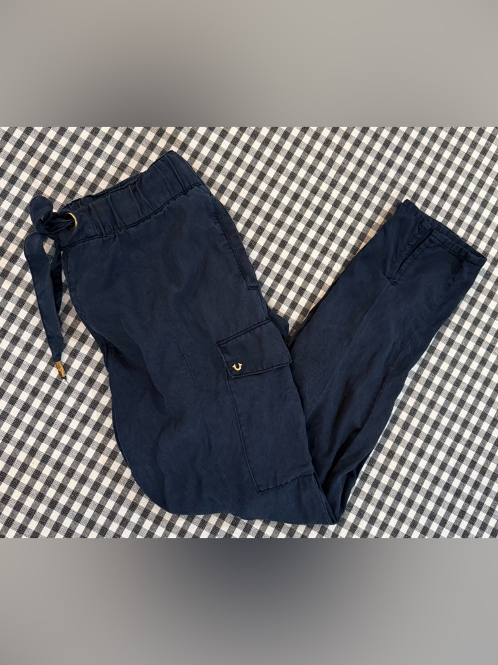 True Religion Women’s Navy Blue Lyocell Cargo/Utility Jogger Style Pants Sz M